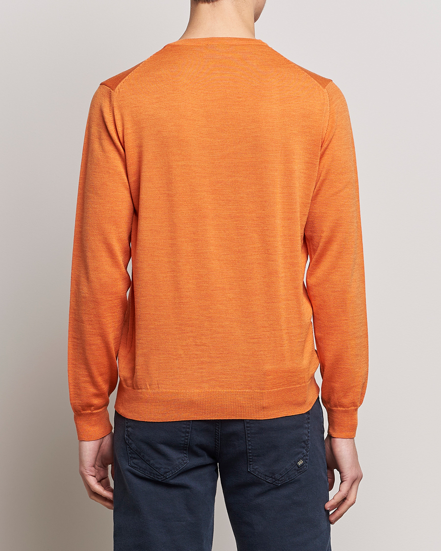 Men | Sweaters & Knitwear | Stenströms | Merino Crew Neck Orange