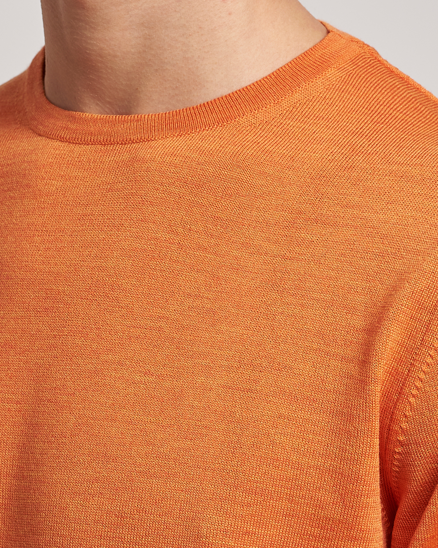 Men | Sweaters & Knitwear | Stenströms | Merino Crew Neck Orange