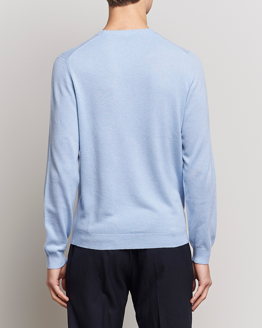 Men | Sweaters & Knitwear | Stenströms | Cashmere Crew Neck Light Blue