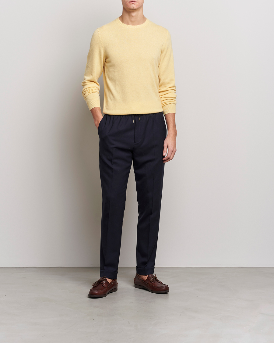 Men | Sweaters & Knitwear | Stenströms | Cashmere Crew Neck Yellow