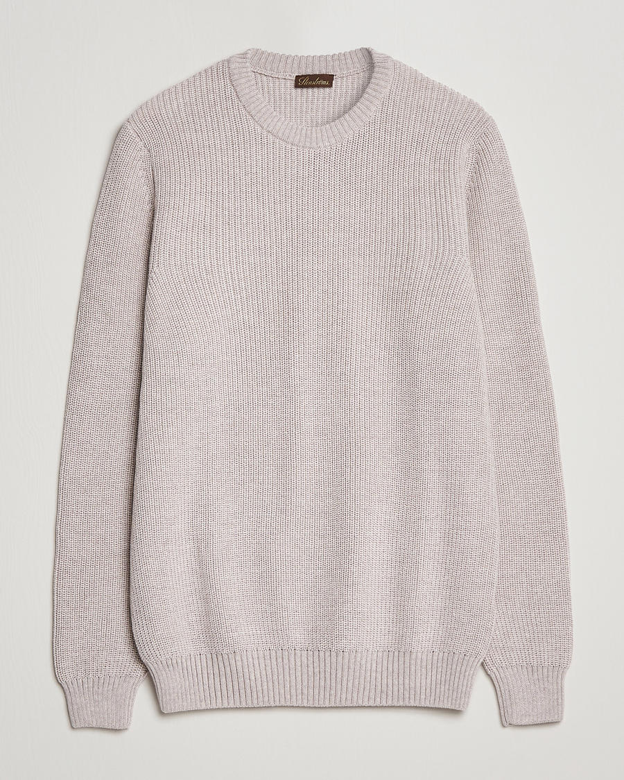 Men | Sweaters & Knitwear | Stenströms | Merino Heavy Knitted Crew Neck Beige