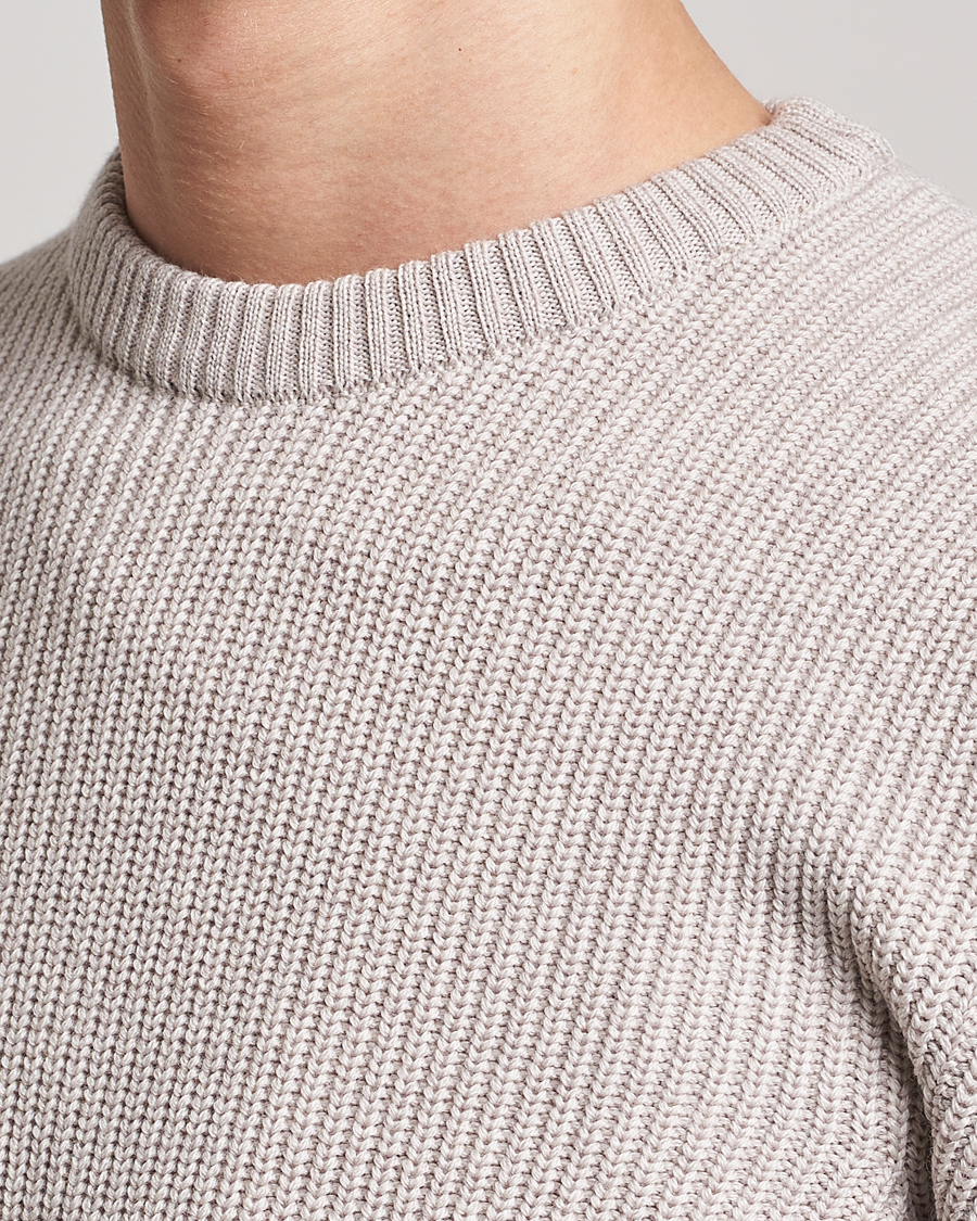 Men | Sweaters & Knitwear | Stenströms | Merino Heavy Knitted Crew Neck Beige