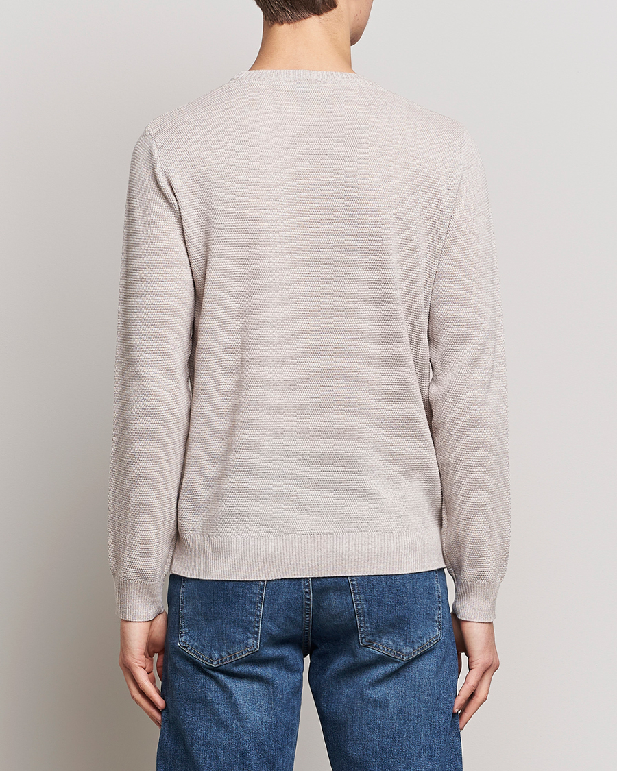 Men | Sweaters & Knitwear | Stenströms | Textured Merino Crew Neck Beige