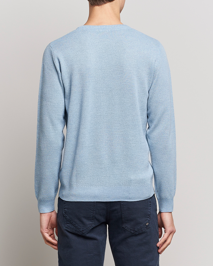 Men | Sweaters & Knitwear | Stenströms | Textured Merino Crew Neck Light Blue