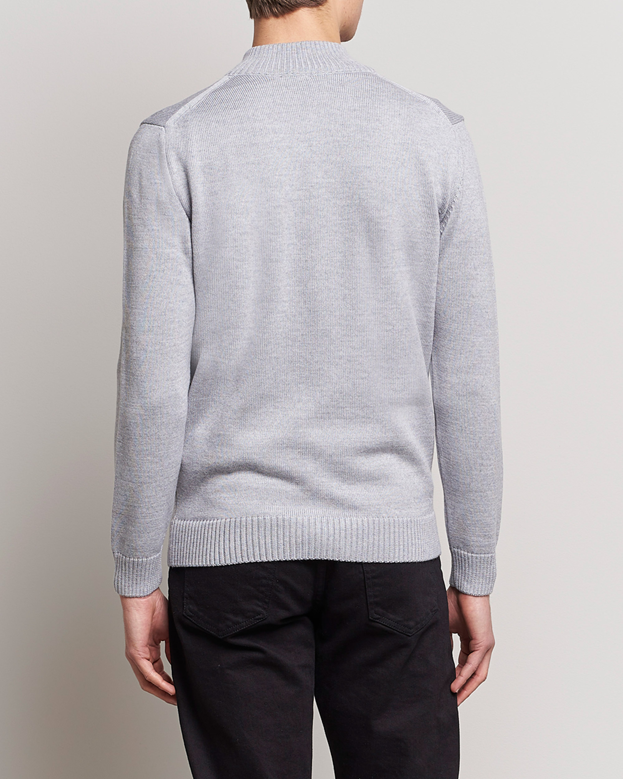 Men | Sweaters & Knitwear | Stenströms | Chunky Merino Full Zip Light Grey