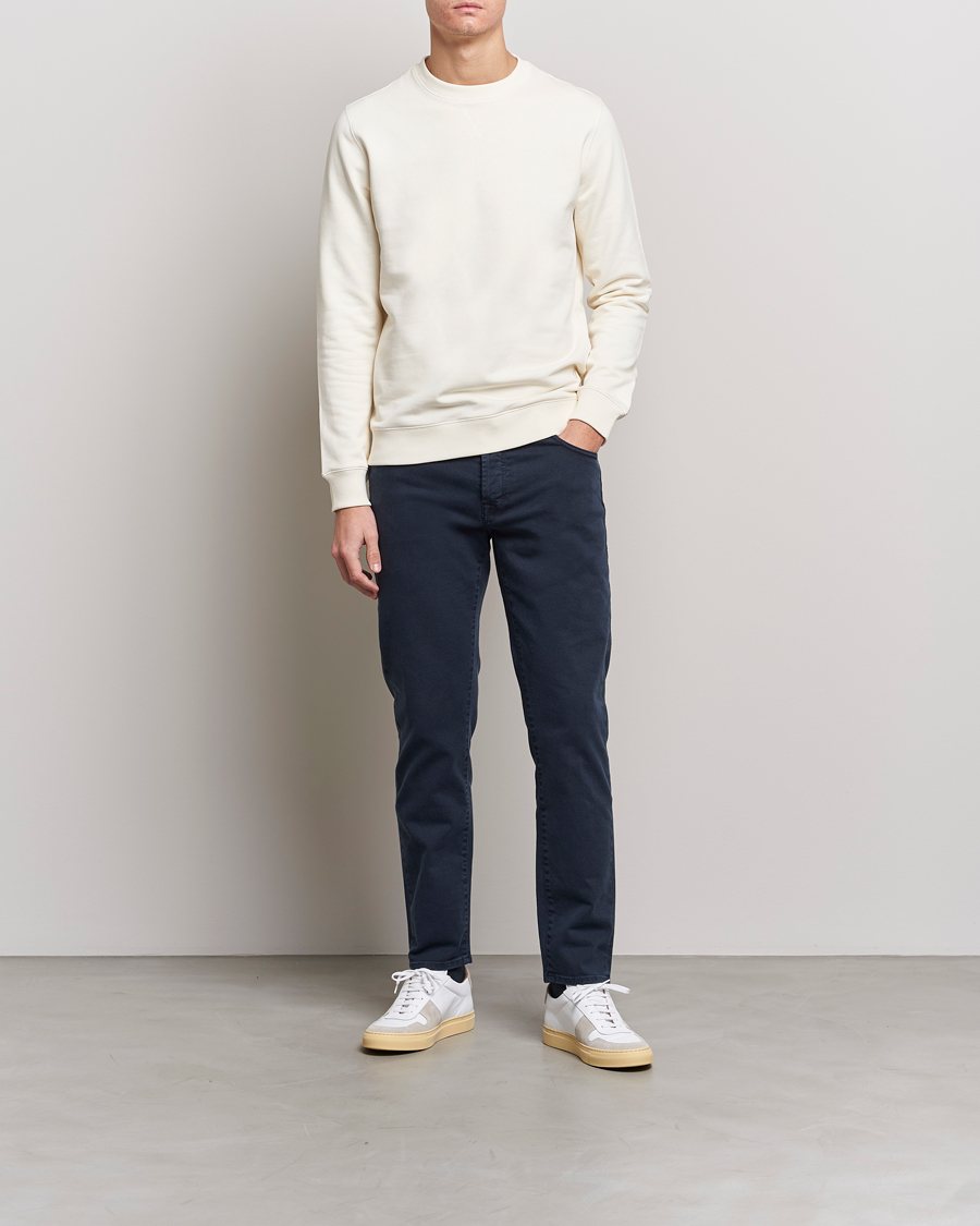 Men | Sweaters & Knitwear | Stenströms | Cotton Collage Crew Neck White