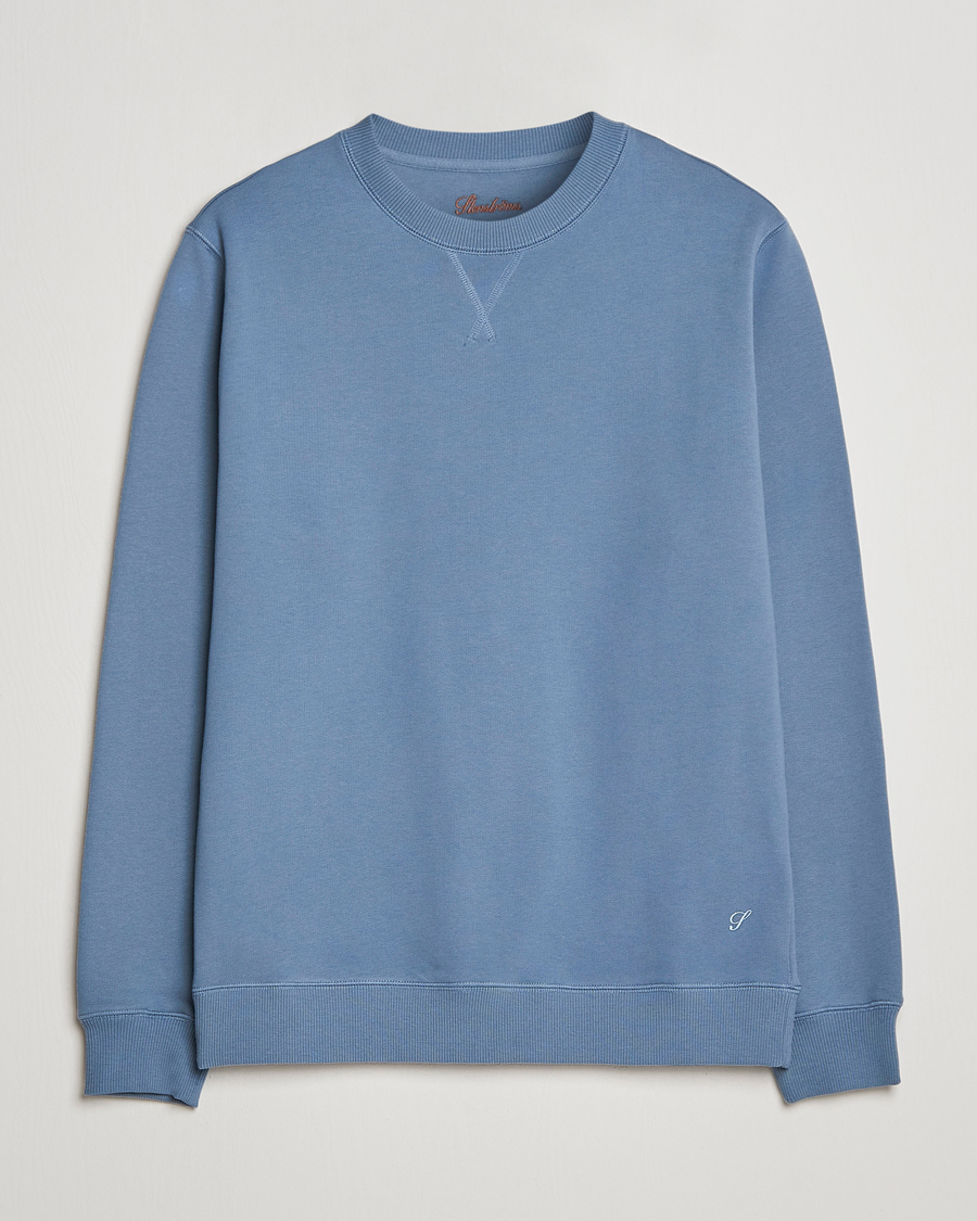 Men | Sweaters & Knitwear | Stenströms | Cotton Collage Crew Neck Blue