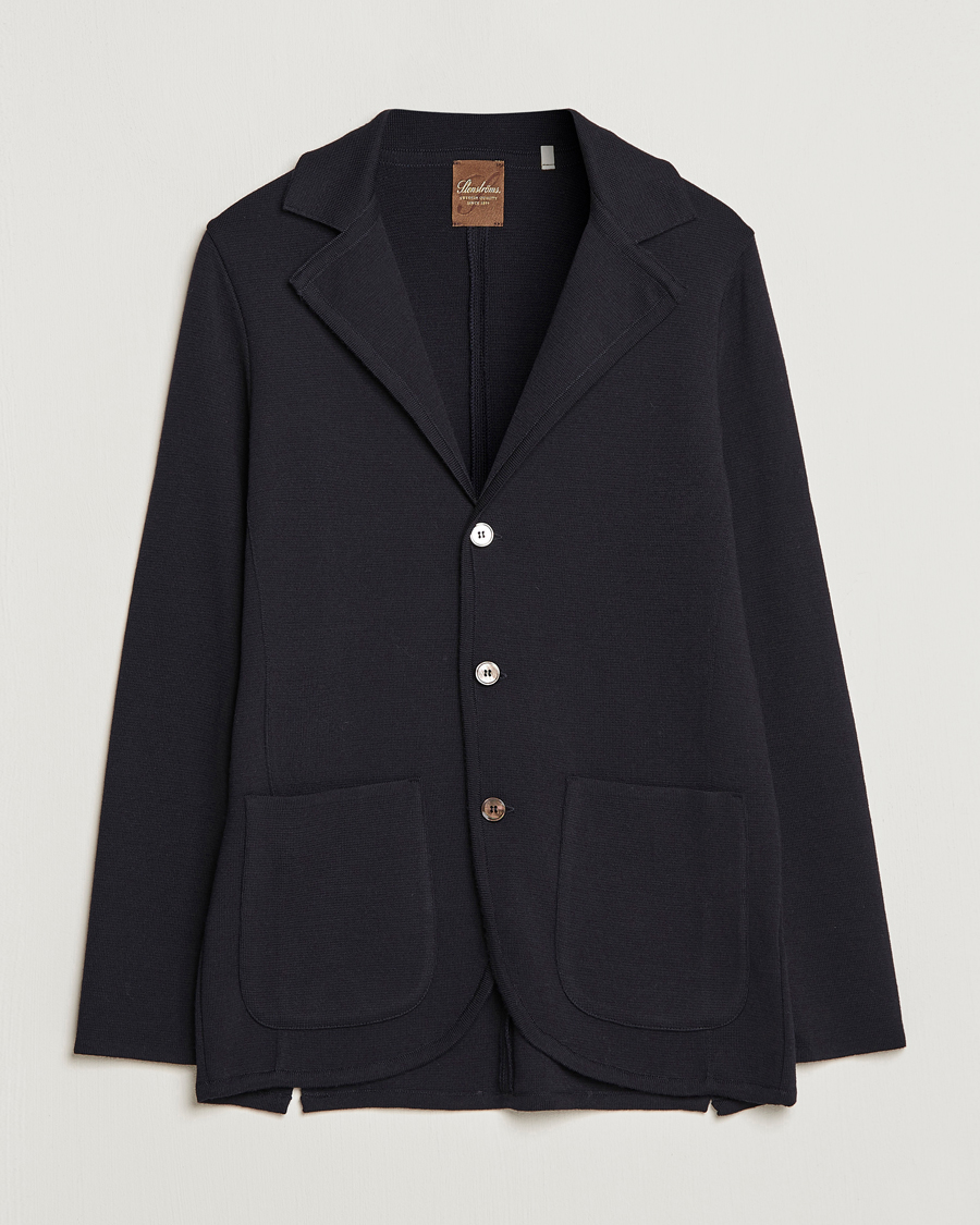 Men | Blazers | Stenströms | Milano Knitted Merino Blazer Navy