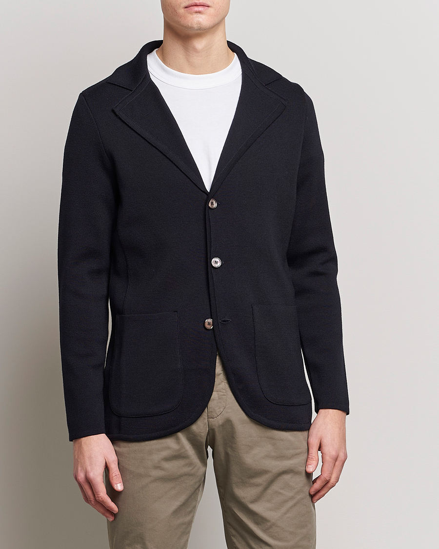 Men | Blazers | Stenströms | Milano Knitted Merino Blazer Navy