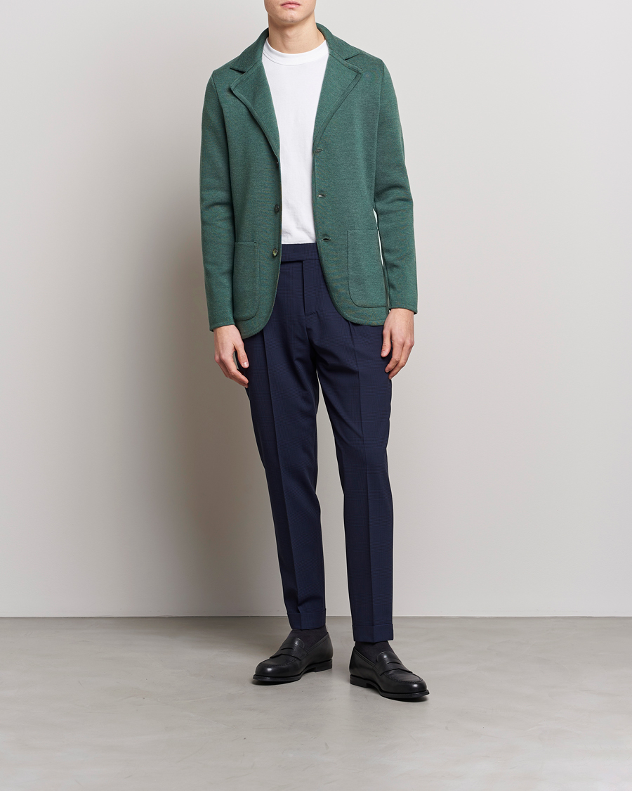Men | Blazers | Stenströms | Knitted Merino Blazer Green