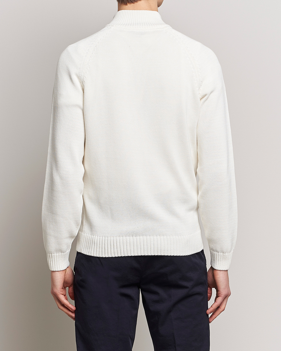 Men | Sweaters & Knitwear | Stenströms | Knitted Cotton Half Zip White