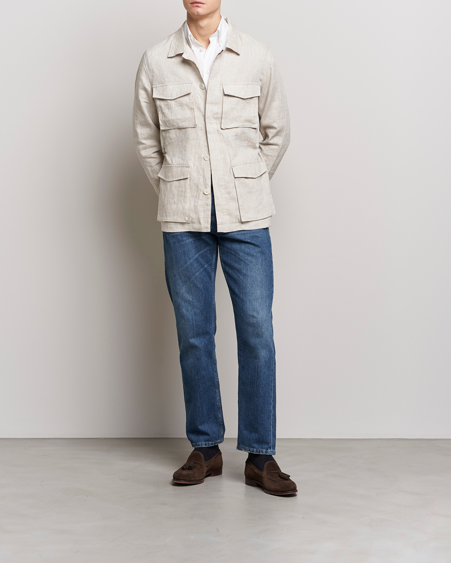 Men | Coats & Jackets | Stenströms | Linen Field Jacket Beige