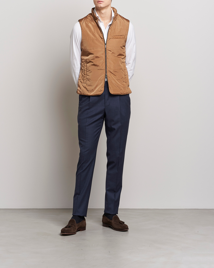 Men | Gilets | Stenströms | Padded Nylon Vest Brown