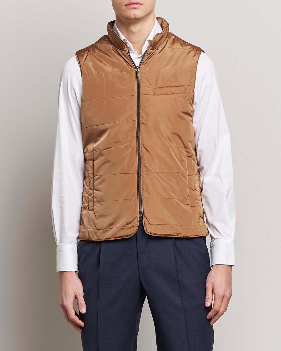 Men | Gilets | Stenströms | Padded Nylon Vest Brown