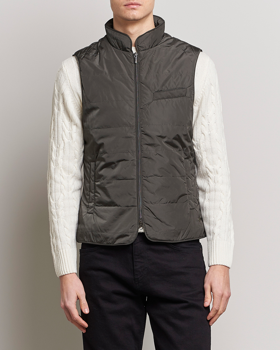 Men | Gilets | Stenströms | Padded Nylon Vest Dark Green