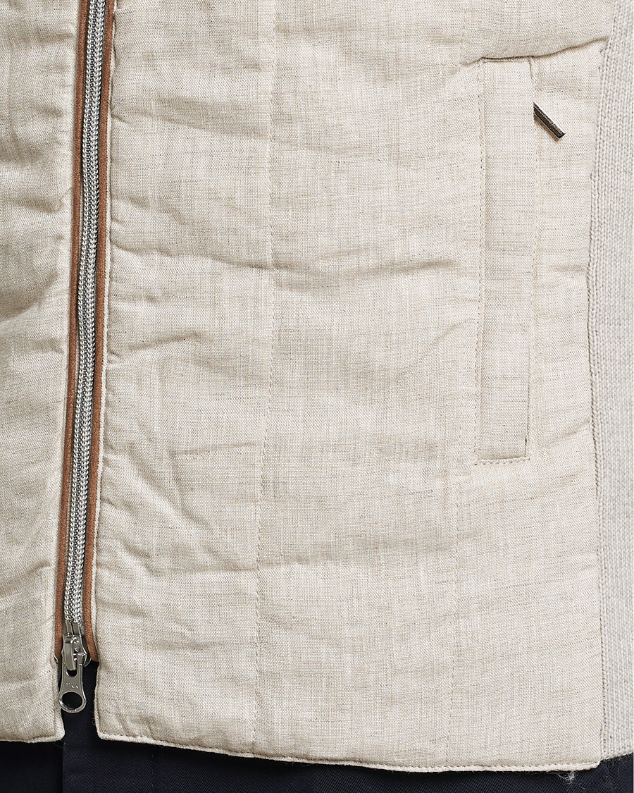 Men | Gilets | Stenströms | Hybrid Linen/Merino Vest Beige