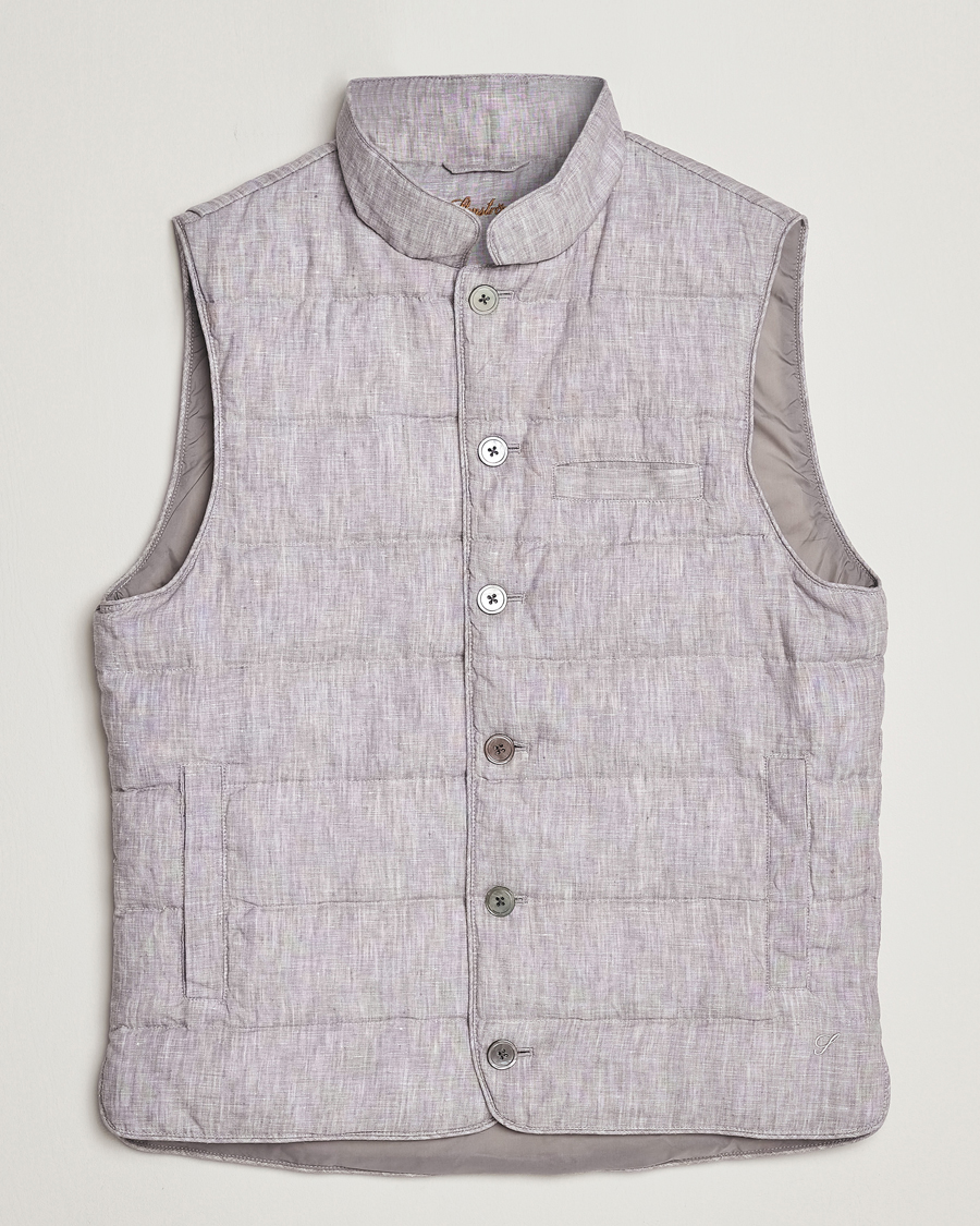 Men | Gilets | Stenströms | Padded Linen Vest Grey