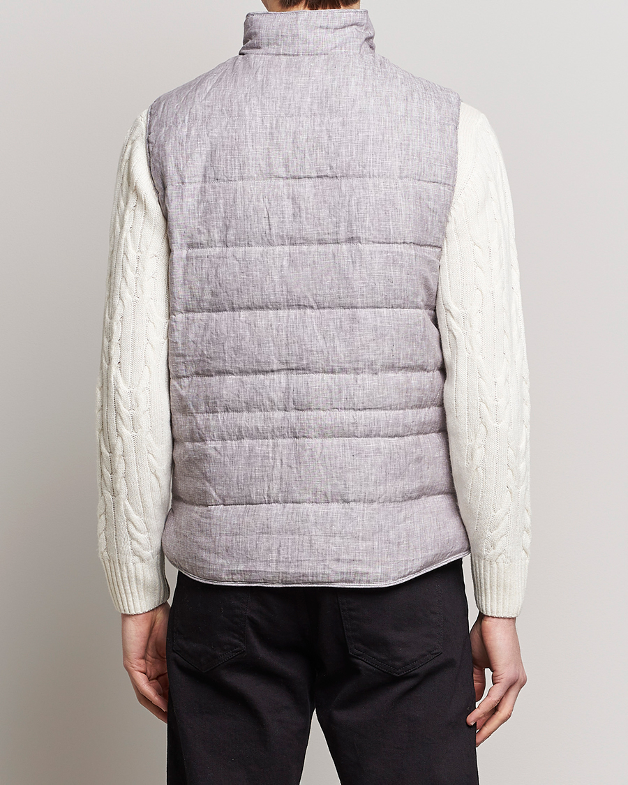 Men | Gilets | Stenströms | Padded Linen Vest Grey