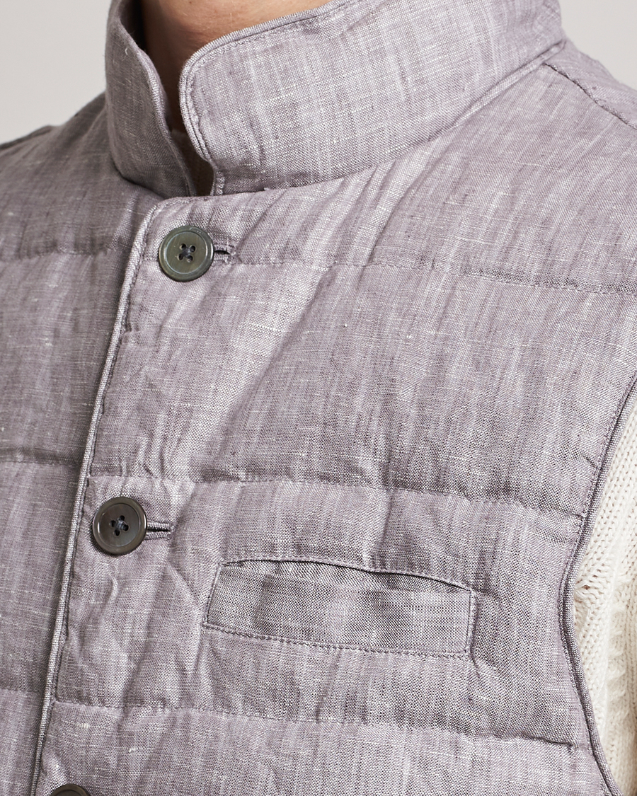 Men | Gilets | Stenströms | Padded Linen Vest Grey