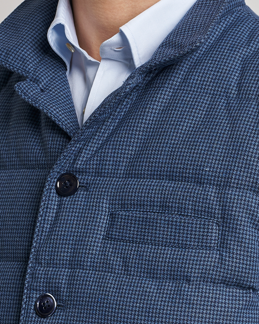 Men | Gilets | Stenströms | Padded Houndstooth Linen Vest Blue