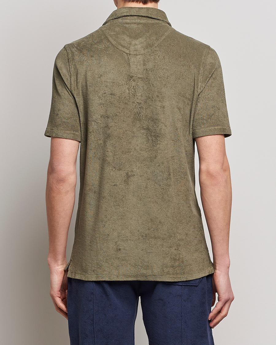 Men | Polo Shirts | Stenströms | Terry Cotton Poloshirt Olive