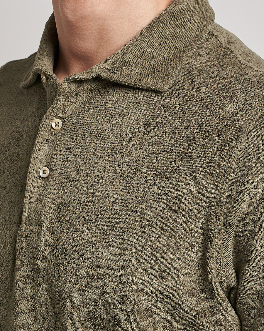 Men | Polo Shirts | Stenströms | Terry Cotton Poloshirt Olive