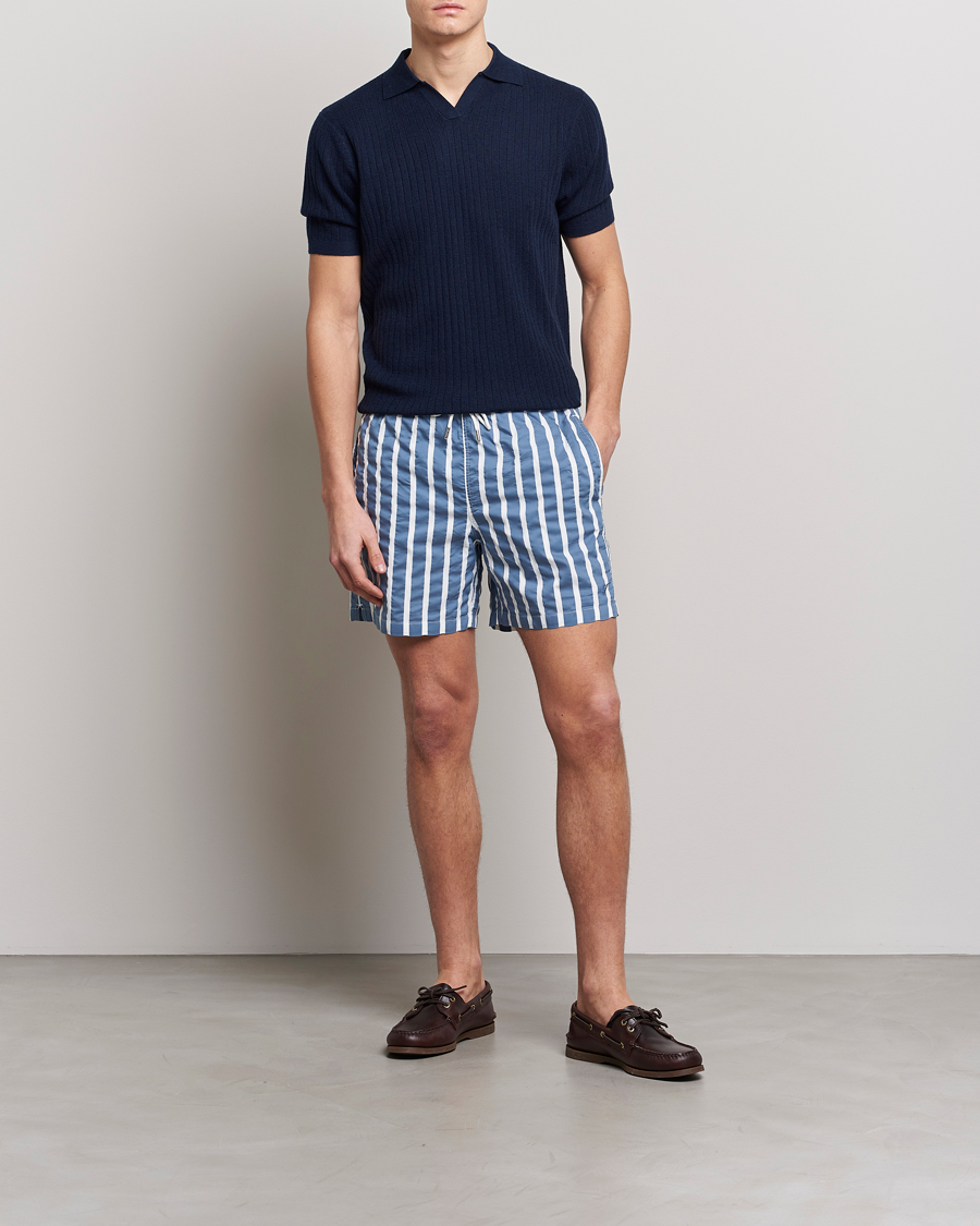 Men | Swimwear | Stenströms | Riviera Bold Striped Swim Shorts Blue