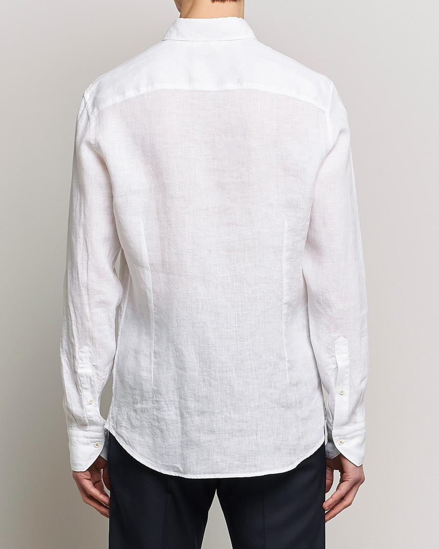 Men | Shirts | Stenströms | Slimline Cut Away Linen Shirt White