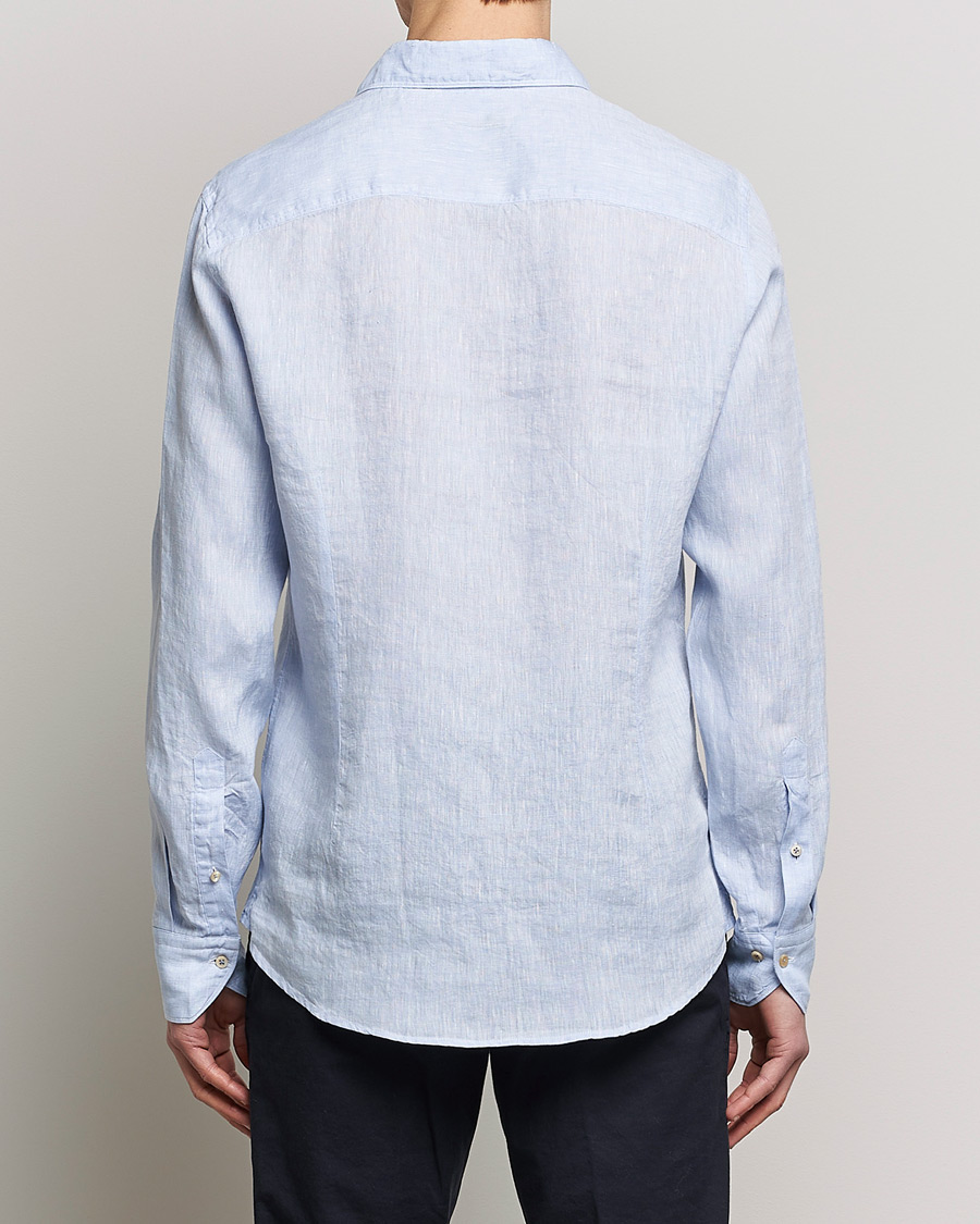 Men | Shirts | Stenströms | Slimline Cut Away Linen Shirt Light Blue