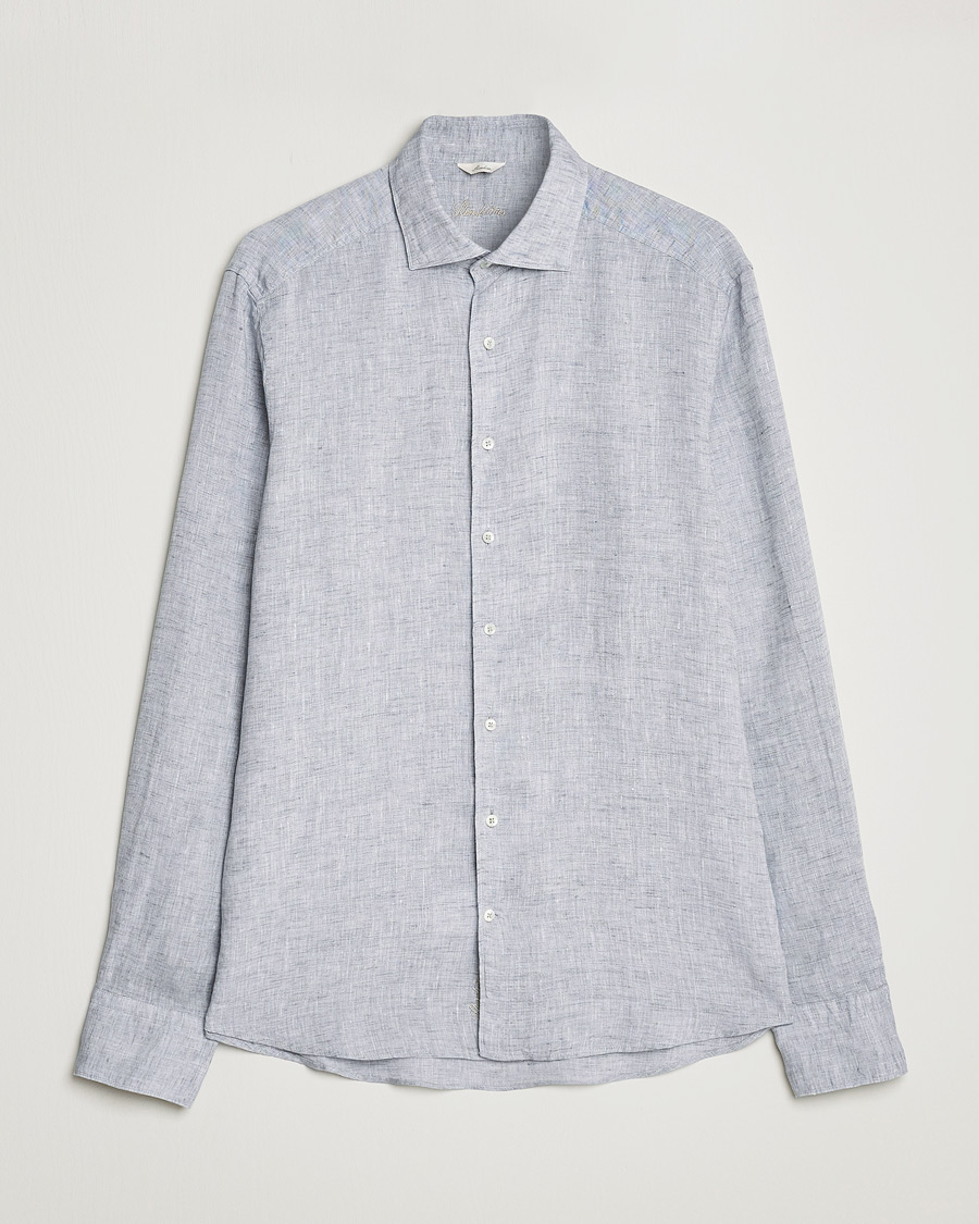 Men | Shirts | Stenströms | Slimline Cut Away Linen Shirt Grey