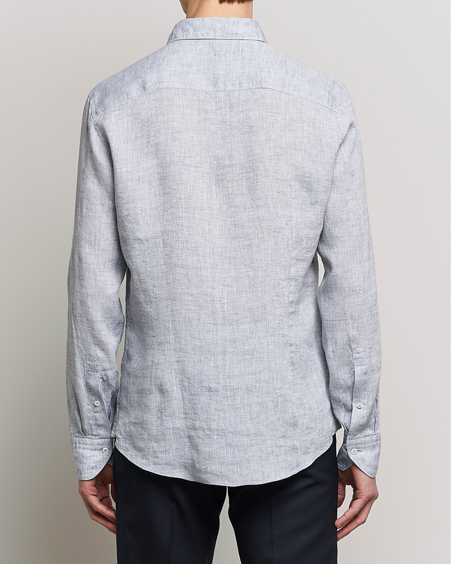 Men | Shirts | Stenströms | Slimline Cut Away Linen Shirt Grey