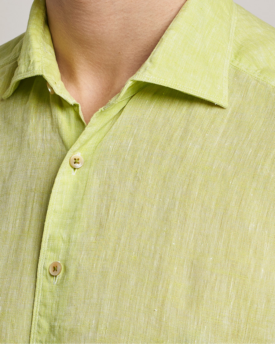 Stenströms Slimline Cut Away Linen Shirt Pistachio at CareOfCarl.com