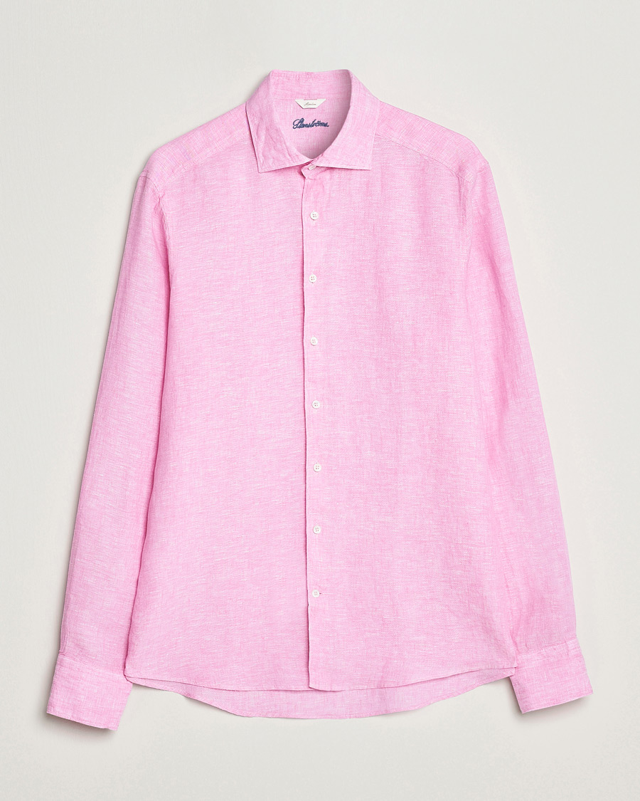 Men | Shirts | Stenströms | Slimline Cut Away Linen Shirt Pink