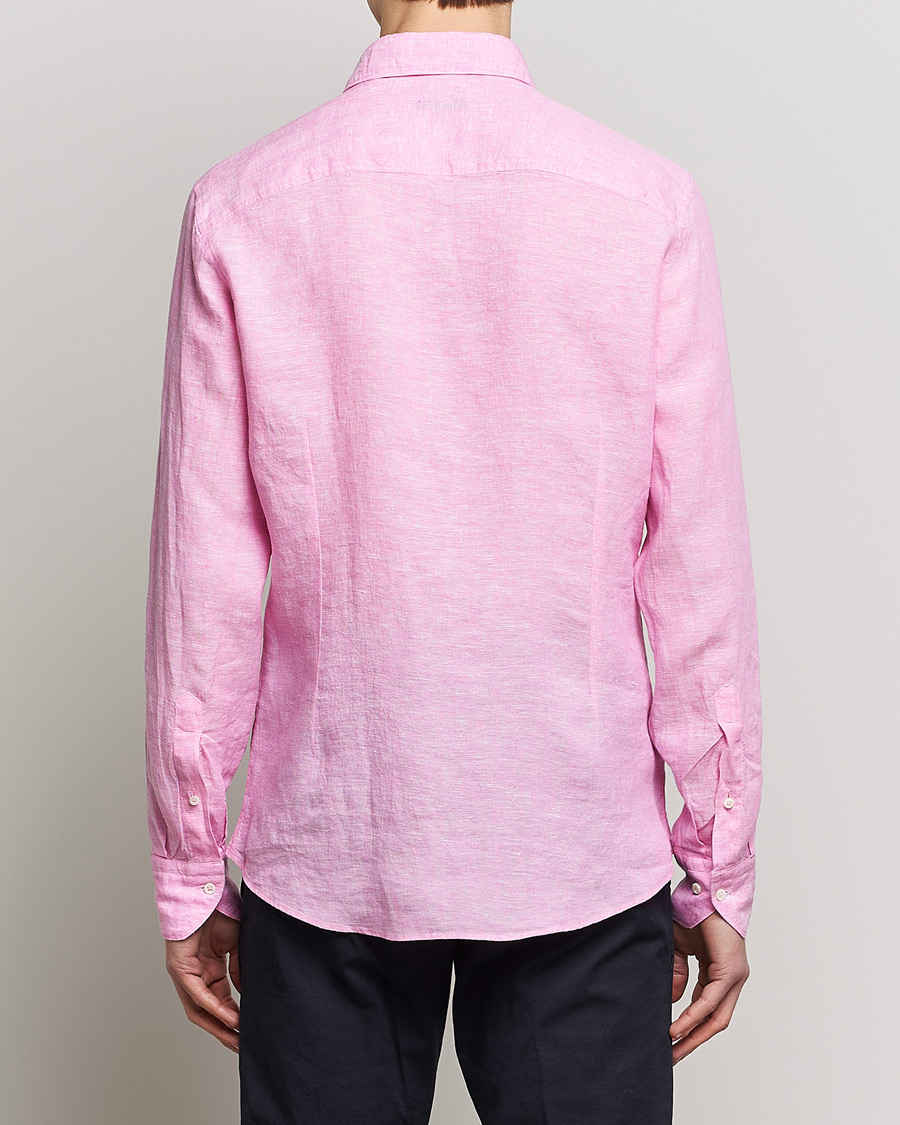 Men | Shirts | Stenströms | Slimline Cut Away Linen Shirt Pink