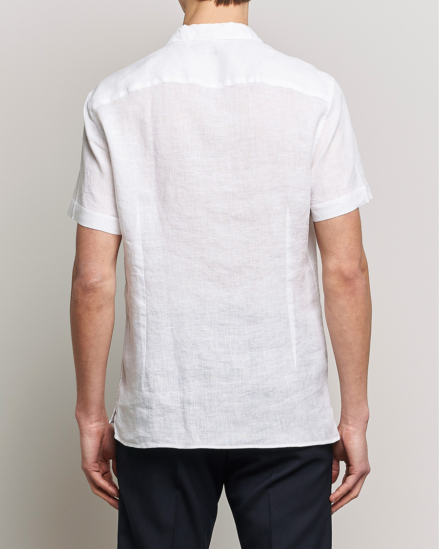 Men | Shirts | Stenströms | Slimline Short Sleeve Resort Linen Shirt White