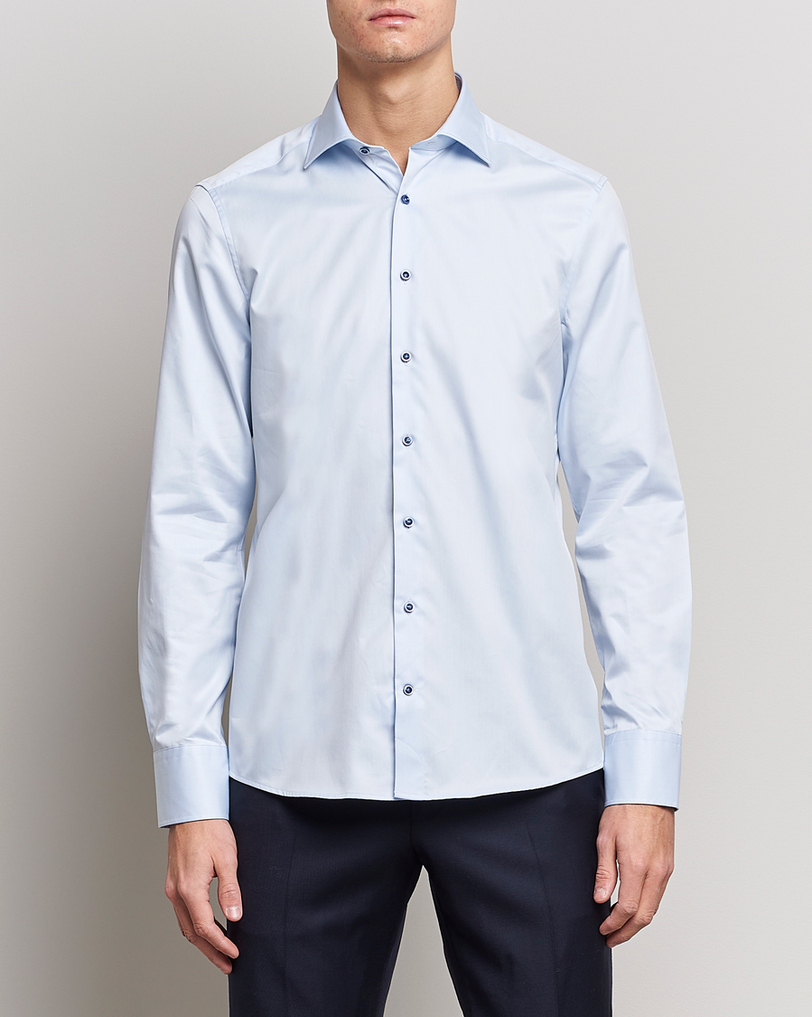 Men | Shirts | Stenströms | Slimline Cut Away Contrast Shirt Blue