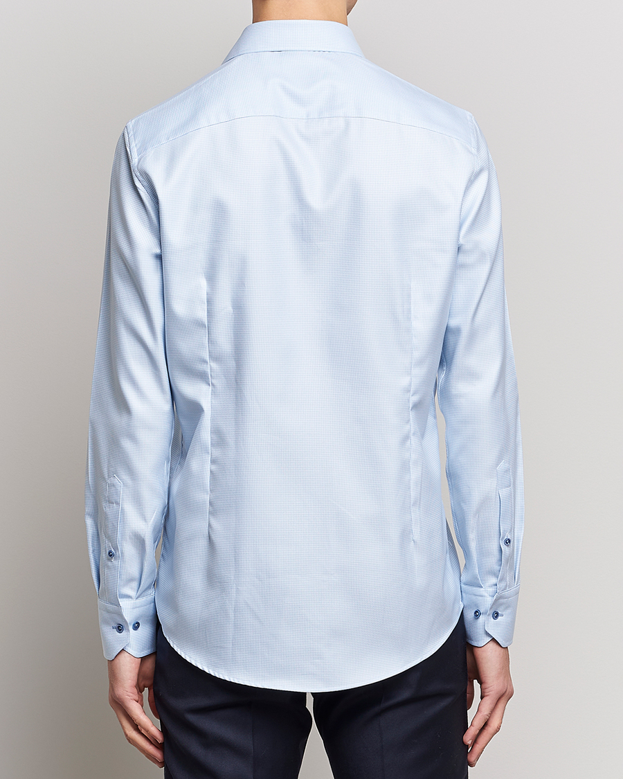 Men | Shirts | Stenströms | Slimline Cut Away Houndstooth Shirt Blue