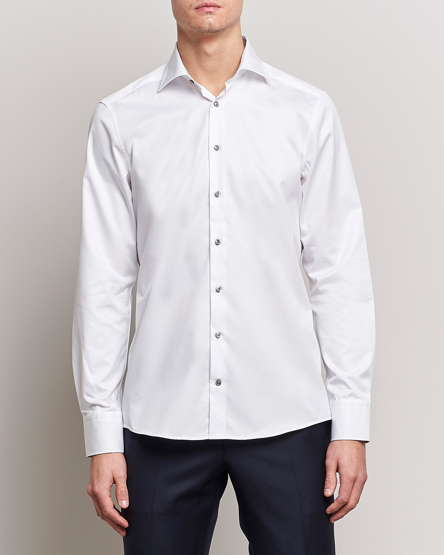 Men |  | Stenströms | Slimline Cut Away Contrast Shirt White