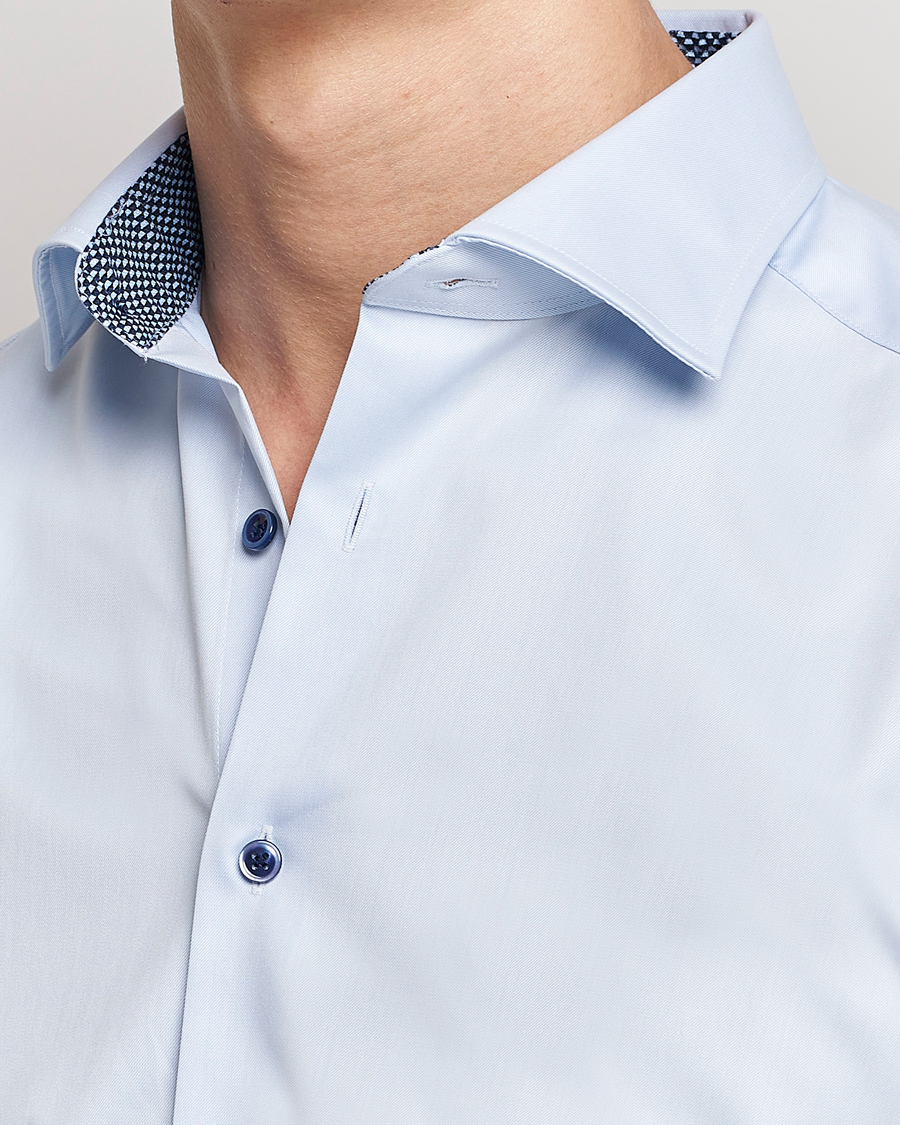 Men | Shirts | Stenströms | Slimline Cut Away Contrast Shirt Blue