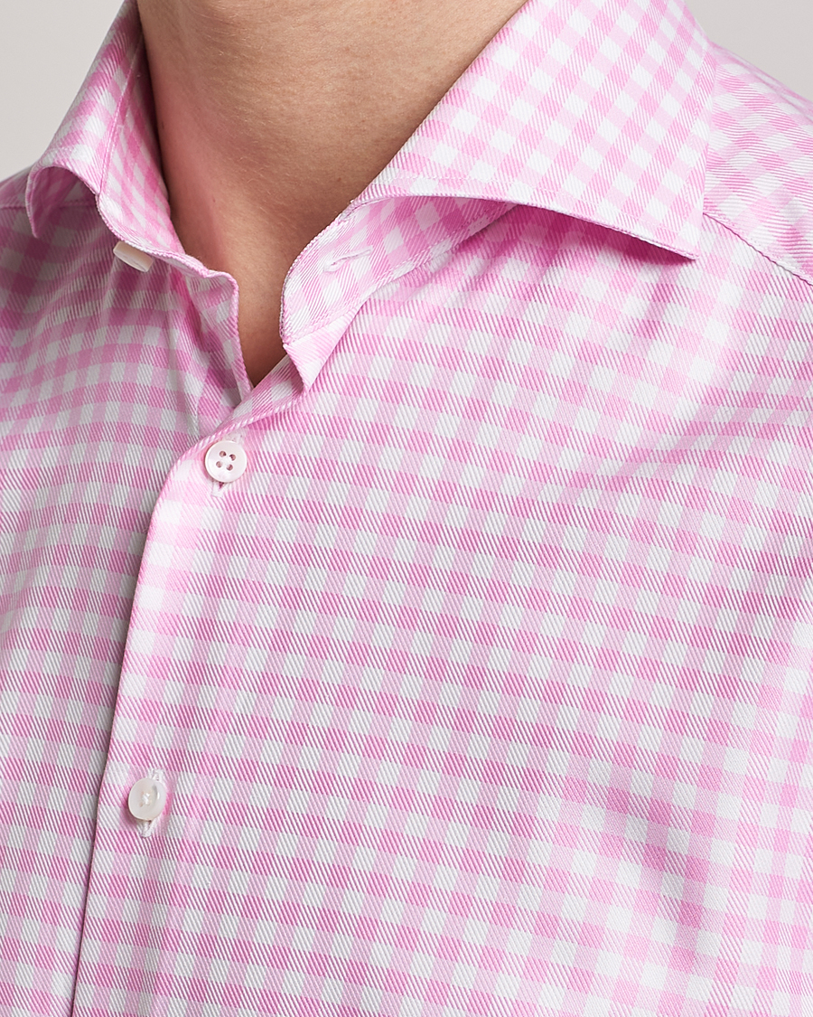 Men | Shirts | Stenströms | Slimline Checked Cut Away Shirt Pink