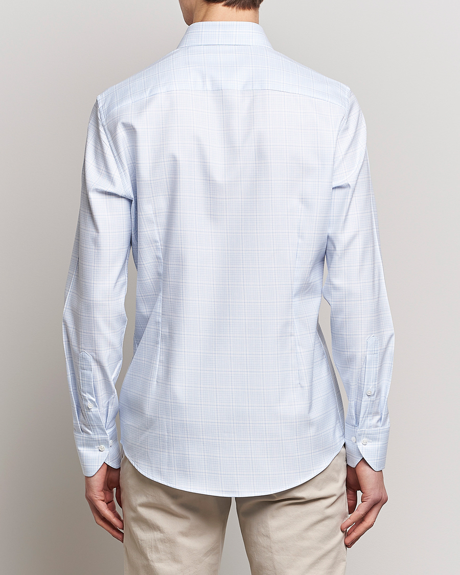 Men | Shirts | Stenströms | Slimline Multicheck Cut Away Shirt Light Blue