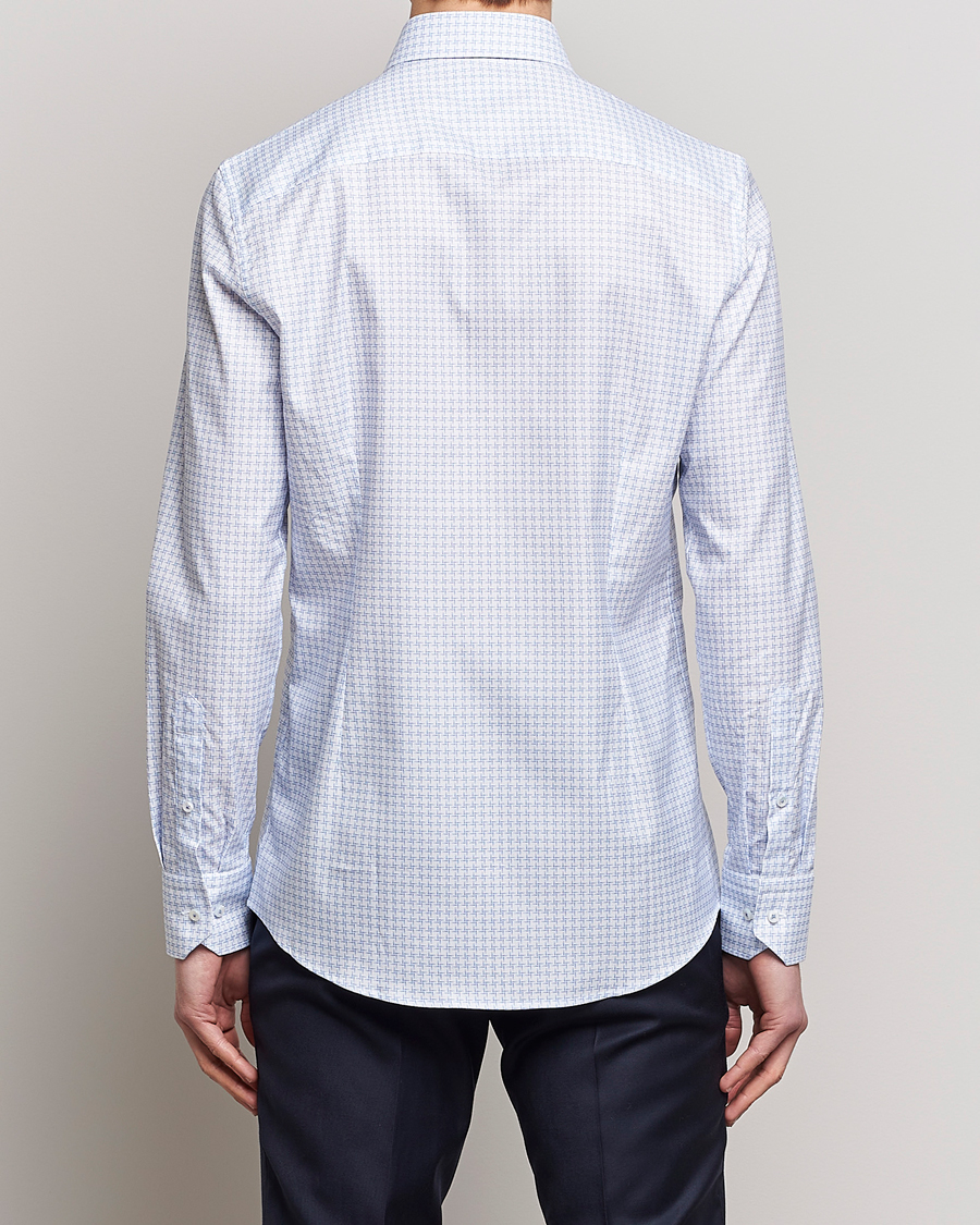 Men | Shirts | Stenströms | Slimline Cut Away Micro Print Shirt Blue