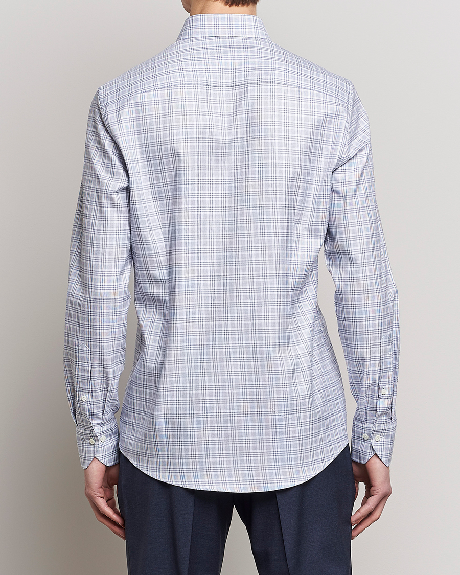 Men | Shirts | Stenströms | Slimline Cut Away Multicheck Shirt Blue