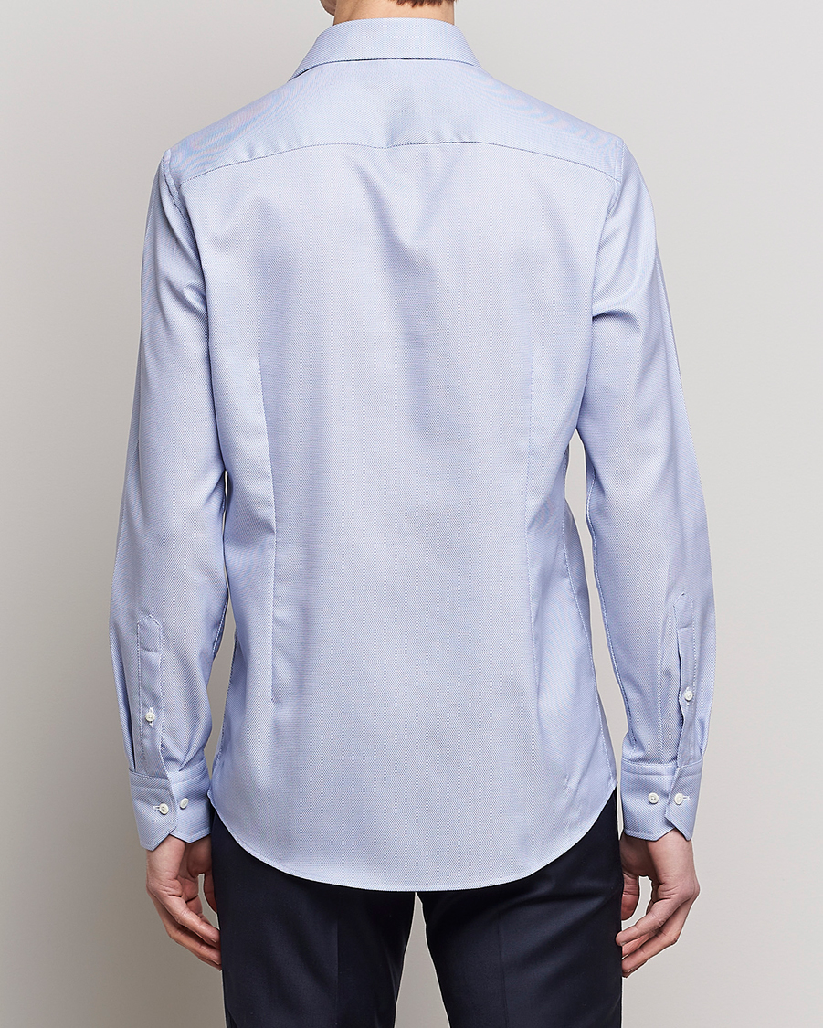 Men | Shirts | Stenströms | Slimline Cut Away Woven Structure Shirt Blue