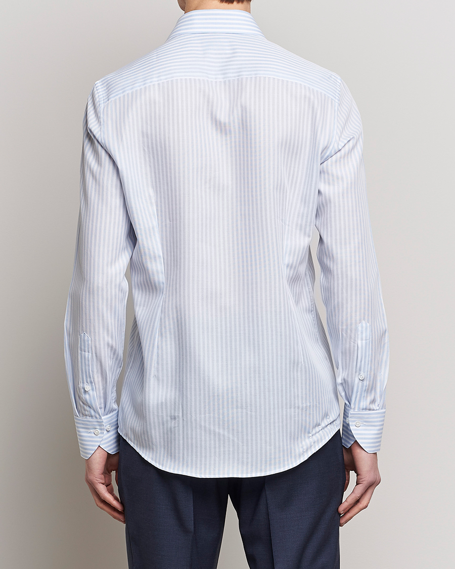 Men | Shirts | Stenströms | Slimline Cut Away Structure Striped Shirt Blue