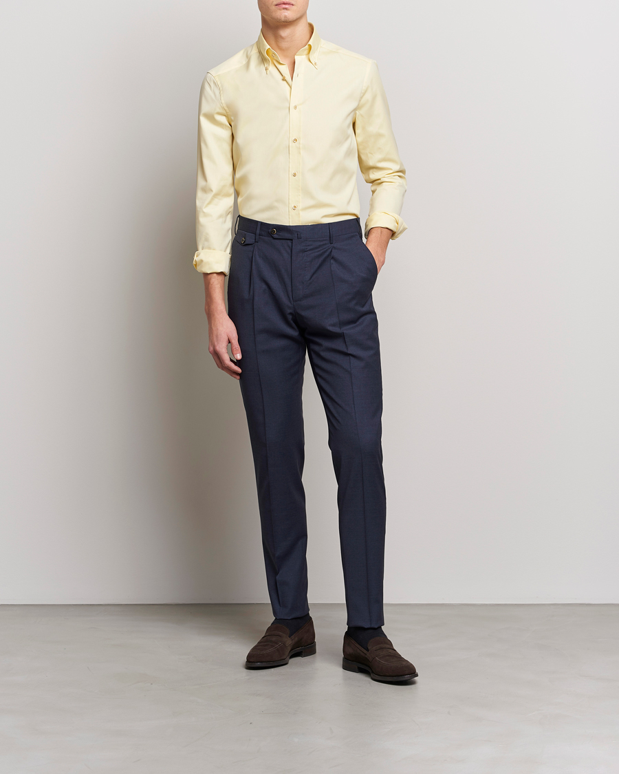 Men | Shirts | Stenströms | Slimline Button Down Pinpoint Oxford Shirt Yellow