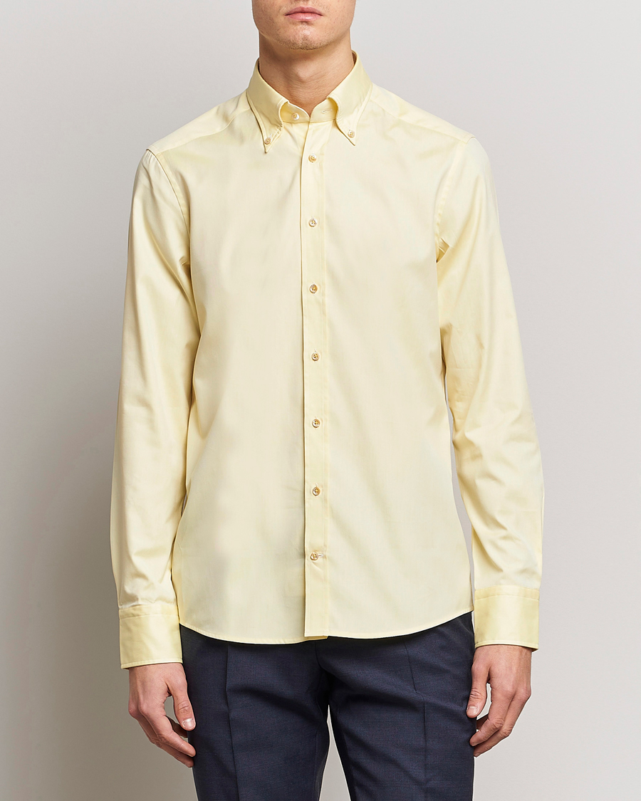 Men |  | Stenströms | Slimline Button Down Pinpoint Oxford Shirt Yellow