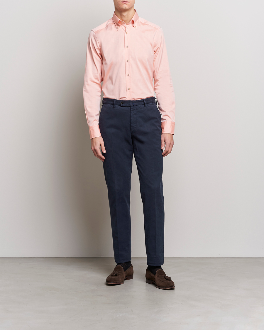 Men | Shirts | Stenströms | Slimline Button Down Pinpoint Oxford Shirt Orange