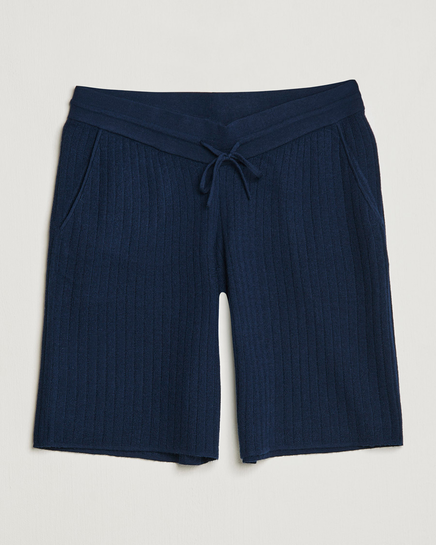 Men | Shorts | Stenströms | Merino/Lyocell Ribbed Shorts Navy