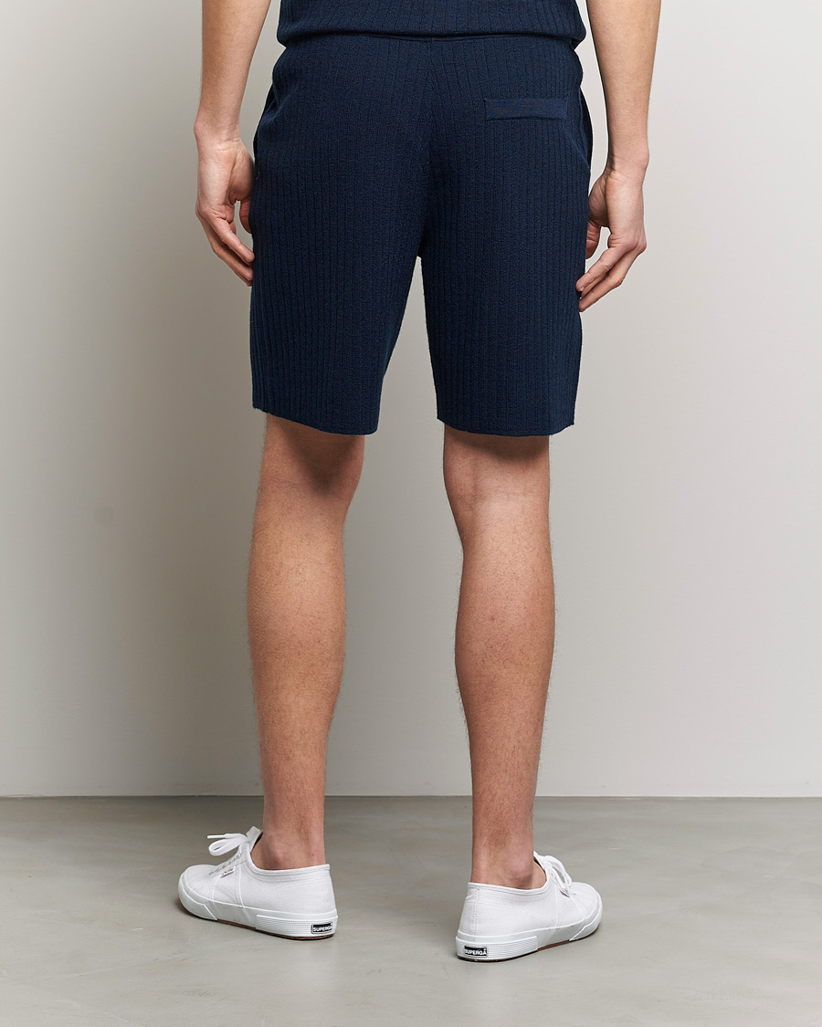 Men | Shorts | Stenströms | Merino/Lyocell Ribbed Shorts Navy